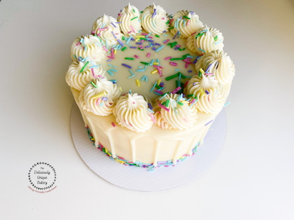 White Chocolate Confetti Cake
